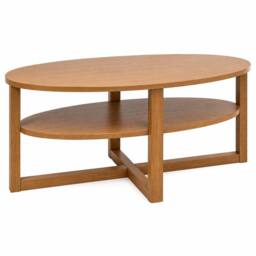 SPOT ON DEALZ Oval CoffeeTable with Under Shelf Oak Finish MDF Living Room Furniture in Light Oak
