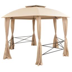Berkfield Home Elegant Garden Marquee Pavilion Tent with Curtains Hexagonal 360x in Beige - thumbnail 3