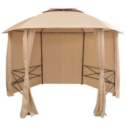Berkfield Home Elegant Garden Marquee Pavilion Tent with Curtains Hexagonal 360x in Beige - thumbnail 2