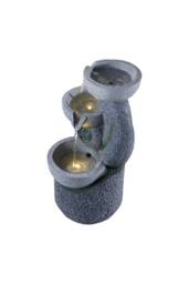 H&O Direct Outdoor 3-Tier Solar-Powered Water Fountain Decor in Grey - thumbnail 5