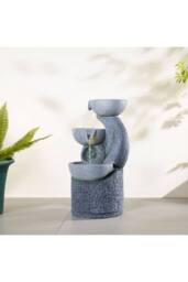 H&O Direct Outdoor 3-Tier Solar-Powered Water Fountain Decor in Grey - thumbnail 2
