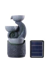 H&O Direct Outdoor 3-Tier Solar-Powered Water Fountain Decor in Grey - thumbnail 4