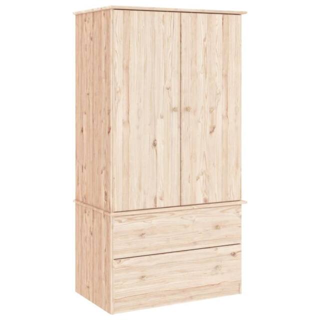 Berkfield Home Wardrobe ALTA 90x55x170 cm Solid Wood Pine in Light Tan - Size: 90 x 55 x 170 cm - image 1