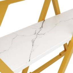 Merax Gold Console Table with Marble Effect Top & Storage in White - thumbnail 8
