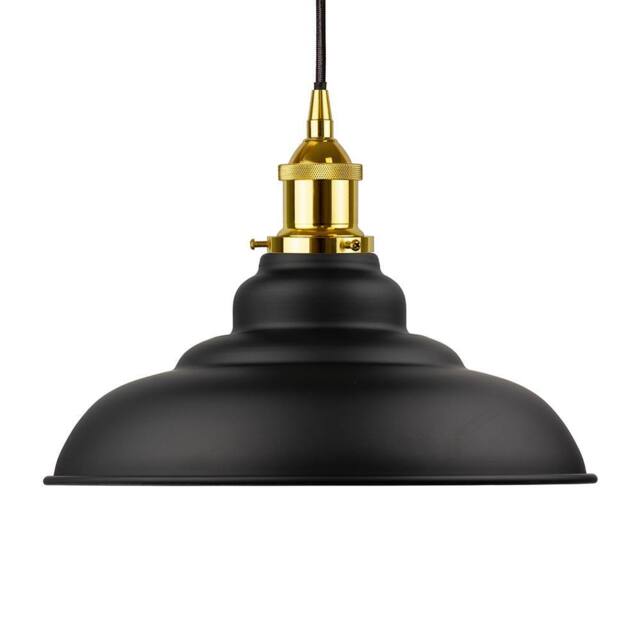 SE Home Matt Black St Edmund's Pendant Light - Gold - Black Round - image 1