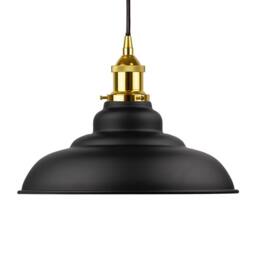 SE Home Matt Black St Edmund's Pendant Light - Gold - Black Round - thumbnail 1