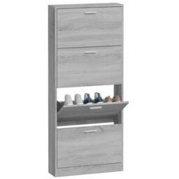 Berkfield Home Shoe Cabinet Grey Sonoma 59x17x150 cm Engineered Wood - Size: 59 x 17 x 150 cm - thumbnail 4