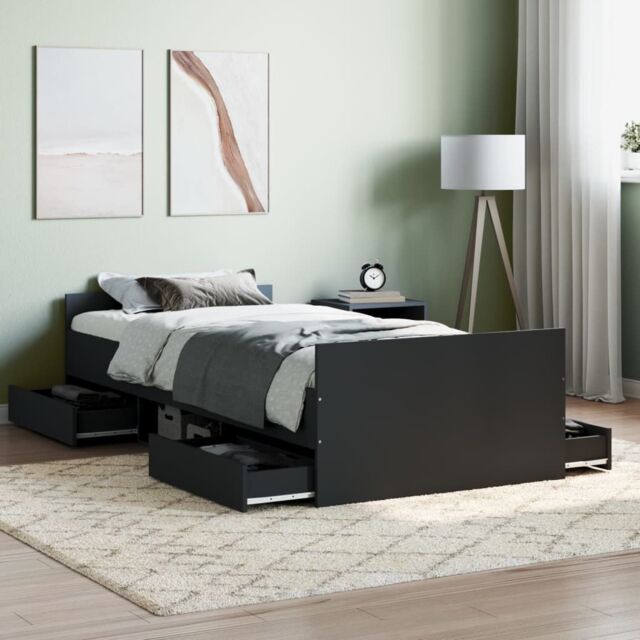 Berkfield Home Bed Frame with Headboard & Footboard Black 100x200 cm - image 1