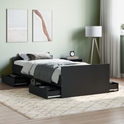 Berkfield Home Bed Frame with Headboard & Footboard Black 100x200 cm - thumbnail 1