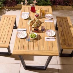 Rowlinsons Stockholm Four Seater Wooden Bench Set in Brown - thumbnail 6