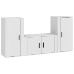 Berkfield Home 3 Piece TV Cabinet Set White Engineered Wood - thumbnail 2
