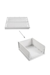Living and Home Clothing Storage Basket Foldable Stackable Drawer Storage Multifunctional Organizer in Off-White - thumbnail 4