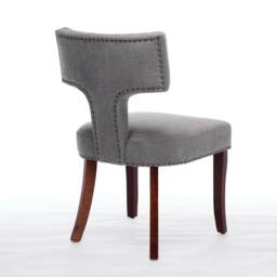 HomeTouch Milton Set of 2 Farmhouse Dining Chairs with T-Shape Back Linen Fabric Upholstered Accent Curved Backrest Kitchen Chairs - Size: 2 Pack - thumbnail 9
