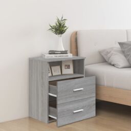 Berkfield Home Bed Cabinets 2 pcs Grey Sonoma 50x32x60 cm - Size: 50 x 32 x 60 cm - thumbnail 3