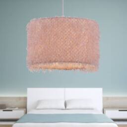 First Choice Lighting Set of 2 Rogers - Pink Shaggy 30cm Easy Fit Pendant Shades - thumbnail 4
