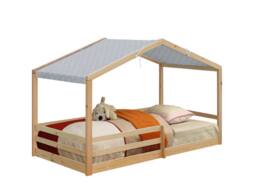Comfy Living Ltd 3ft Wooden House Bed With Grey Tent in Natural - Size: Single - thumbnail 2