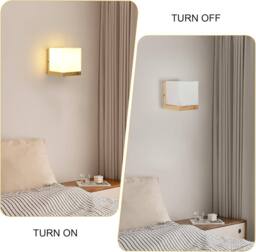 Goeco Vintage E27 Wood Interior Wall Lamp, Glass Wall Light, Square in White - thumbnail 7