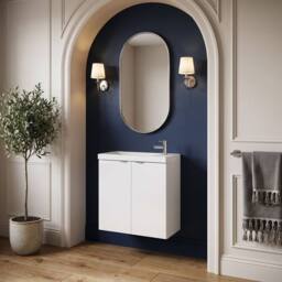 Balterley Alrewas 2 Door Wall Hung Vanity Basin Unit, Gloss White, 500mm in White - thumbnail 3