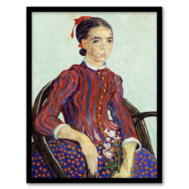 "Artery8 La Mousme Sitting on a Cane Chair Van Gogh Framed Wall Art Print - Size: W12"" x H16""" - image 1