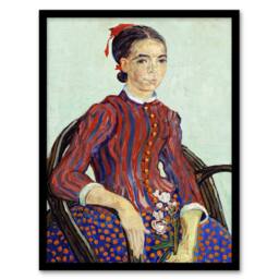 "Artery8 La Mousme Sitting on a Cane Chair Van Gogh Framed Wall Art Print - Size: W12"" x H16""" - thumbnail 1