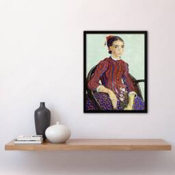 "Artery8 La Mousme Sitting on a Cane Chair Van Gogh Framed Wall Art Print - Size: W12"" x H16""" - thumbnail 4
