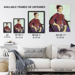 "Artery8 La Mousme Sitting on a Cane Chair Van Gogh Framed Wall Art Print - Size: W12"" x H16""" - thumbnail 3