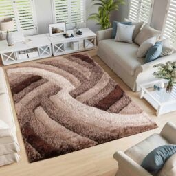 Desire Rugs Modern Soft Swirl Shimmer Shaggy Area Rugs in Bronze - Size: 160 cm x 230 cm - thumbnail 1