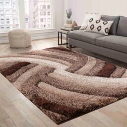 Desire Rugs Modern Soft Swirl Shimmer Shaggy Area Rugs in Bronze - Size: 160 cm x 230 cm - thumbnail 3