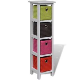 Berkfield Home Storage Rack with Multi-colour Baskets Paulownia Wood in White