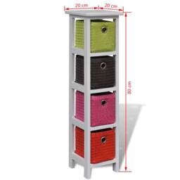 Berkfield Home Storage Rack with Multi-colour Baskets Paulownia Wood in White - thumbnail 4