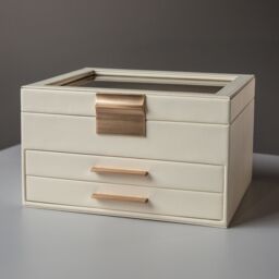 Harfi Women's Luxury White 3-Tier PU Leather Jewellery Organizer Box Multi-Functional Jewellery Storage Solution - thumbnail 2