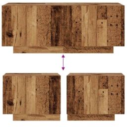 Berkfield Home Bedside Cabinet Old Wood 100x35x40 cm Engineered Wood in Brown - Size: 100 x 35 x 40 cm - thumbnail 8