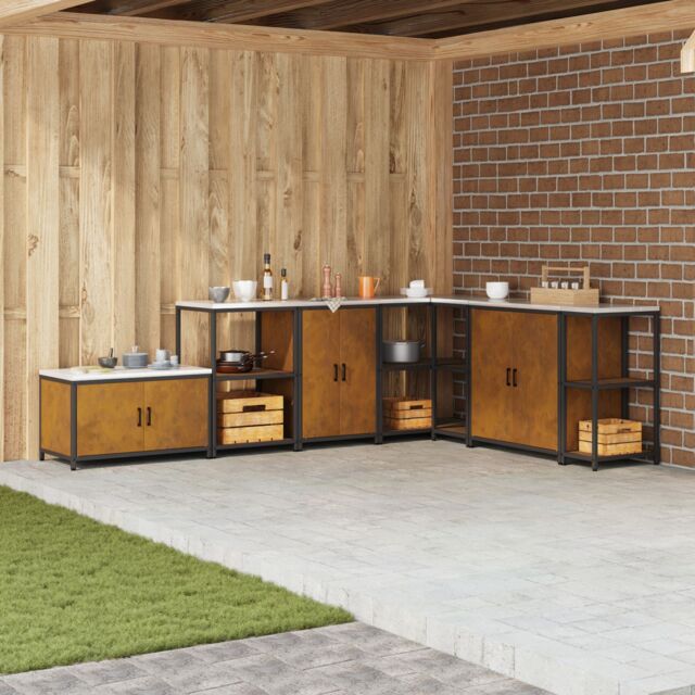 Berkfield Home Kitchen Storage Cabinet with Drawer with Shelf with Storage with Door Rusty Weathering steel in Brown - image 1