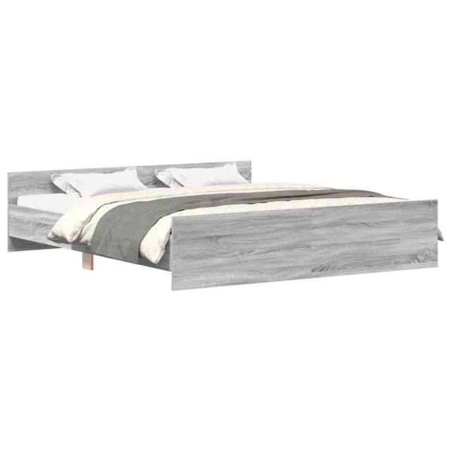 Berkfield Home Bed Frame with Headboard & Footboard Grey Sonoma 180x200 cm Sup… - Size: Super King - image 1