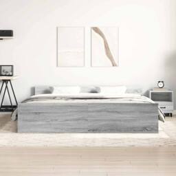Berkfield Home Bed Frame with Headboard & Footboard Grey Sonoma 180x200 cm Sup… - Size: Super King - thumbnail 3