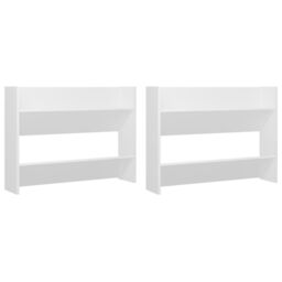 Berkfield Home Wall Shoe Cabinet 2 pcs White 80x18x60 cm Engineered Wood - Size: 80 x 18 x 60 cm - thumbnail 2