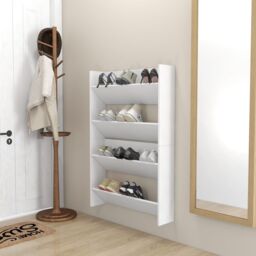 Berkfield Home Wall Shoe Cabinet 2 pcs White 80x18x60 cm Engineered Wood - Size: 80 x 18 x 60 cm - thumbnail 3
