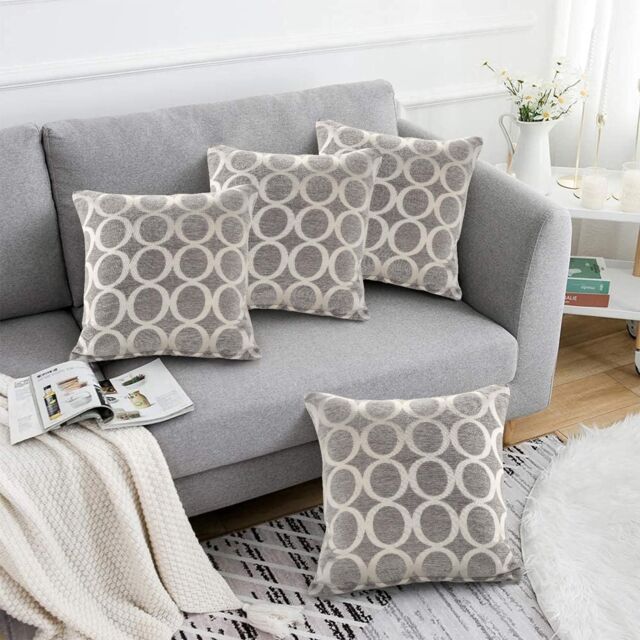 Luxury Living Luxury Chenille Cushion set of 4 in Silver - Size: 45 cm x 45 cm - image 1