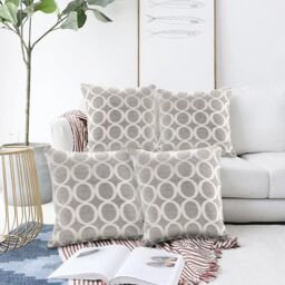 Luxury Living Luxury Chenille Cushion set of 4 in Silver - Size: 45 cm x 45 cm - thumbnail 5