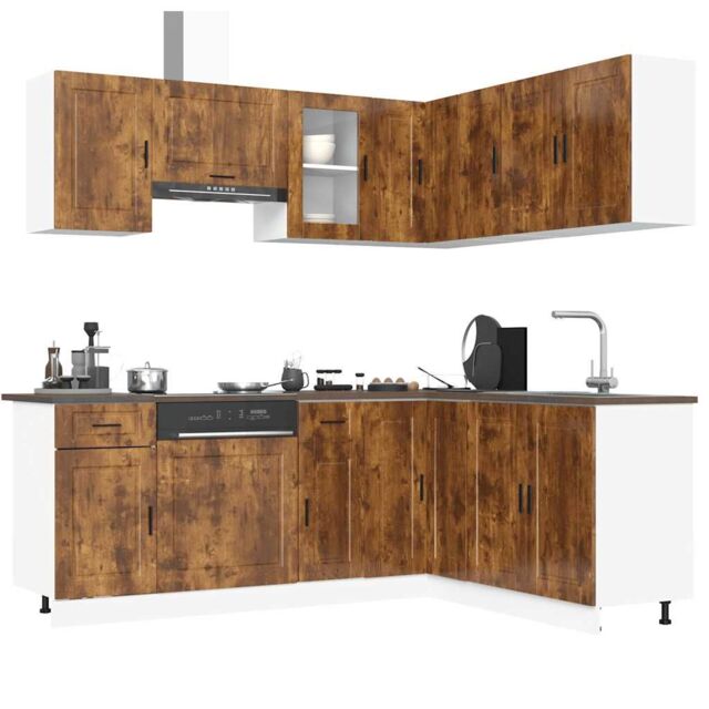 Berkfield Home 11 Piece Kitchen Cabinet Set Porto Smoked Oak Engineered Wood in Brown - image 1