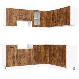 Berkfield Home 11 Piece Kitchen Cabinet Set Porto Smoked Oak Engineered Wood in Brown - thumbnail 2