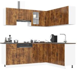 Berkfield Home 11 Piece Kitchen Cabinet Set Porto Smoked Oak Engineered Wood in Brown - thumbnail 1