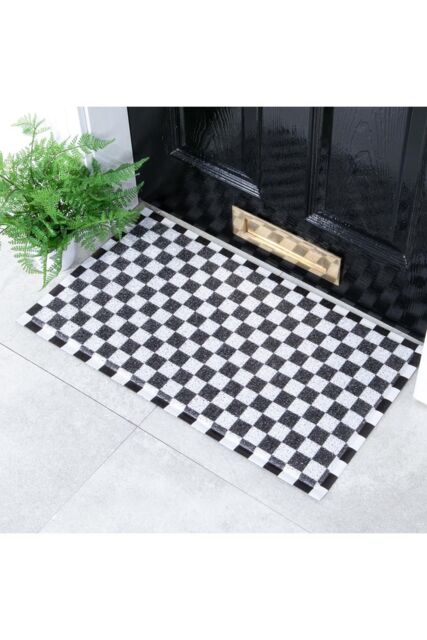 Artsy Mats Black Check Doormat - Size: 40 cm x 70 cm - image 1