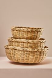 Orsina Lidi Set Of Three Bamboo Baskets in Natural - thumbnail 3