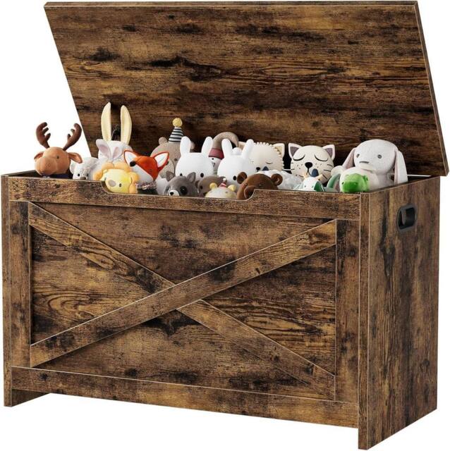 London Boutique Wood Storage Chest Toy Box Storage Trunk Hallway Shoe Bench Organizer in Brown - image 1