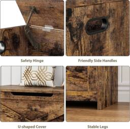 London Boutique Wood Storage Chest Toy Box Storage Trunk Hallway Shoe Bench Organizer in Brown - thumbnail 4