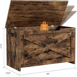 London Boutique Wood Storage Chest Toy Box Storage Trunk Hallway Shoe Bench Organizer in Brown - thumbnail 2