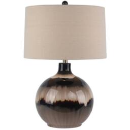 Sostter Sepia Shadows Table Lamp with Linen Shade in Beige