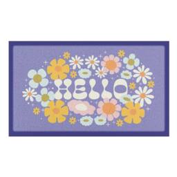 Artsy Mats Elizabeth Olwen Hello Floral Indoor/Outdoor Doormat (70x40cm) in Purple - Size: 40 cm x 70 cm - thumbnail 2
