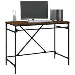 Berkfield Home Charming Desk Brown Oak 100x50x75 cm Engineered Wood & Iron - Size: 100 x 50 x 75 cm - thumbnail 4